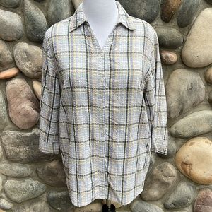 COMPANY ONE Woman 2X Green Plaid Blouse